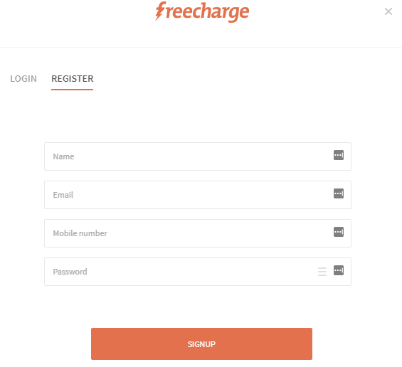 Freecharge account signup and login